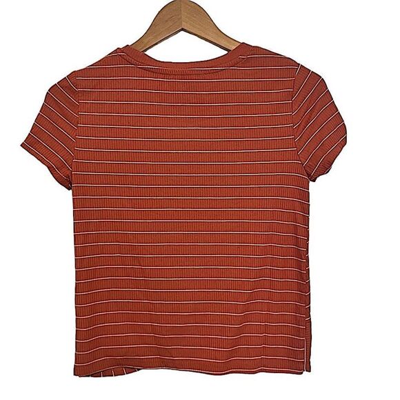 🌴 Hippie Rose Twist Front Striped Rib Knit T-shirt Juniors Small - Picture 3 of 12